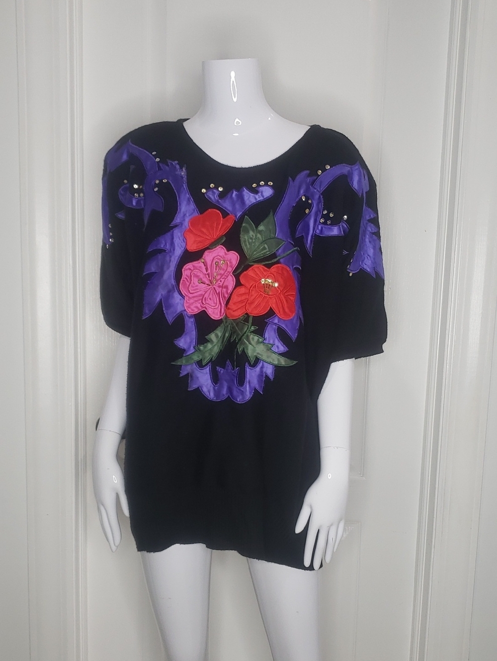 1980s Vintage Sweater Top Black Size L/XL